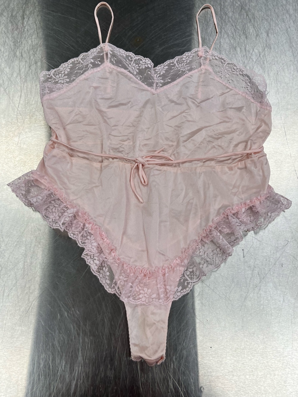 Vintage Melody Lace-Trim Pink Satin Chemise - Women’s Medium